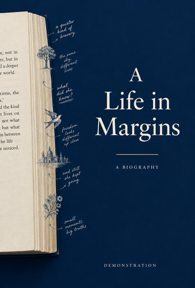A Life in Margins — editorial demonstration cover